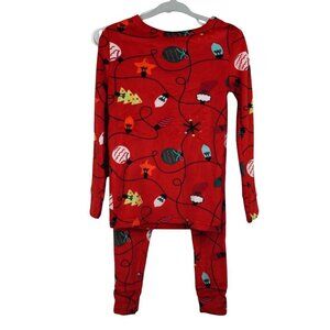 NWT Cat & Jack 3T 2-Piece Holiday Lights Pajama‎ Set Red